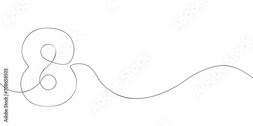 A number eight drawing in one line. Number eight vector icon.