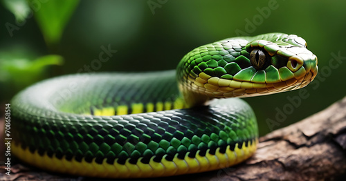 snake in jungle, close up look macro photography 