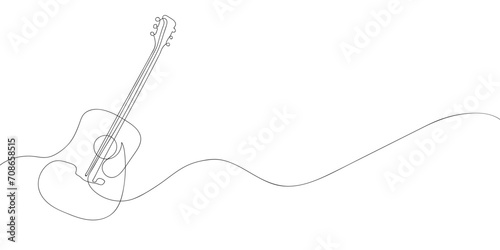 A guitar drawing in one line. Guitar vector icon.