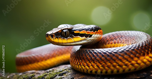 snake in jungle, close up look macro photography 