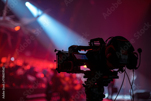 Professional digital video camera on stage