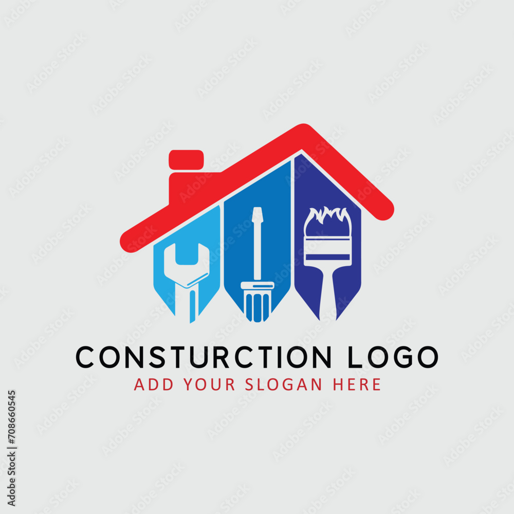 building construction and hardware store logo design vector