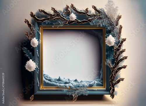 illustrated frame with a winter motif suitable as a background for text