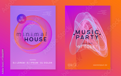 Neon trance party flyer. Electro dance music. Electronic sound. Club dj poster. Techno fest event.