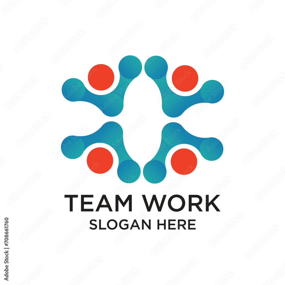 Team work logo design simple concept Premium Vector
