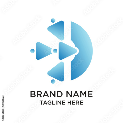 Brand name logo design simple concept Premium Vector