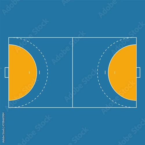 Colorful handball court playground. Sport game field. Outline flat design. Vector