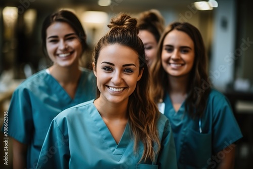 Portrait of a Group of Four Smiling Nurses