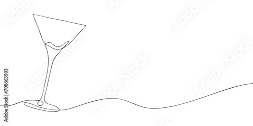 A cocktail drawing in one line. Glasses vector icon.