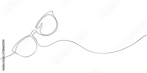 A glasses drawing in one line. Glasses vector icon.