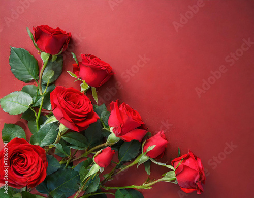 red roses on a red table
