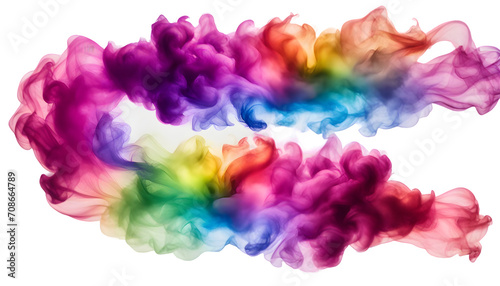 Transparent rainbow smoke isolated on white and tranparent background, colorful smoke.