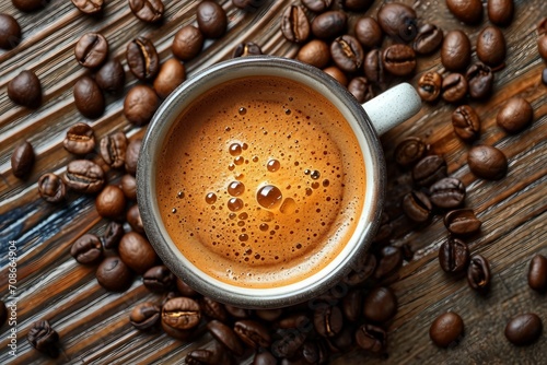 Captivating Espresso Moment on woody background JPG AI generated