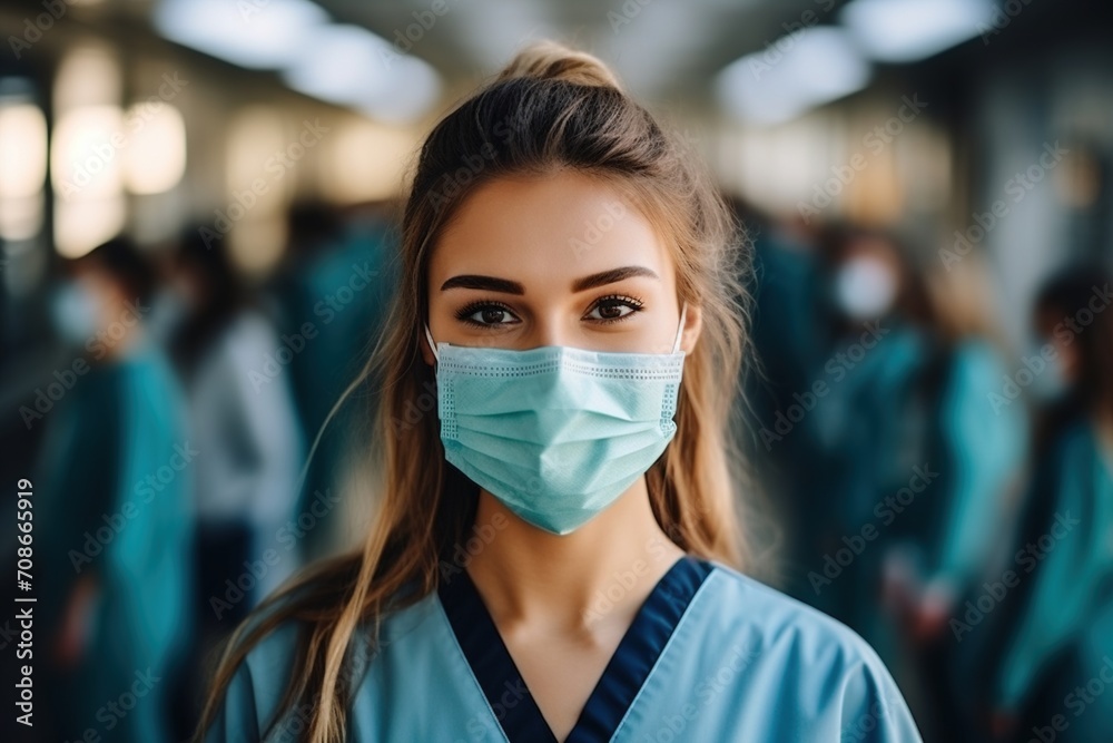 Portrait of a young female healthcare worker wearing a mask Portrait of a young female healthcare worker wearing a mask