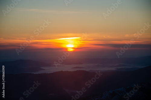 sunset over the mountains