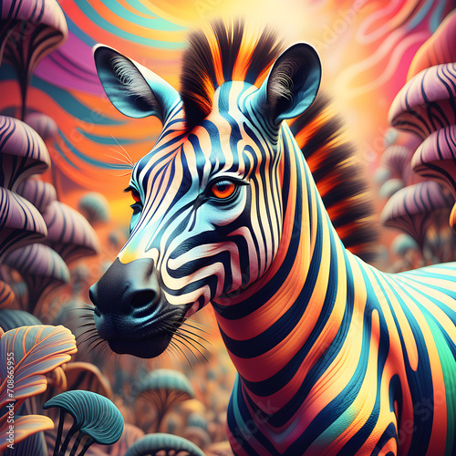Zebra colored digital art 