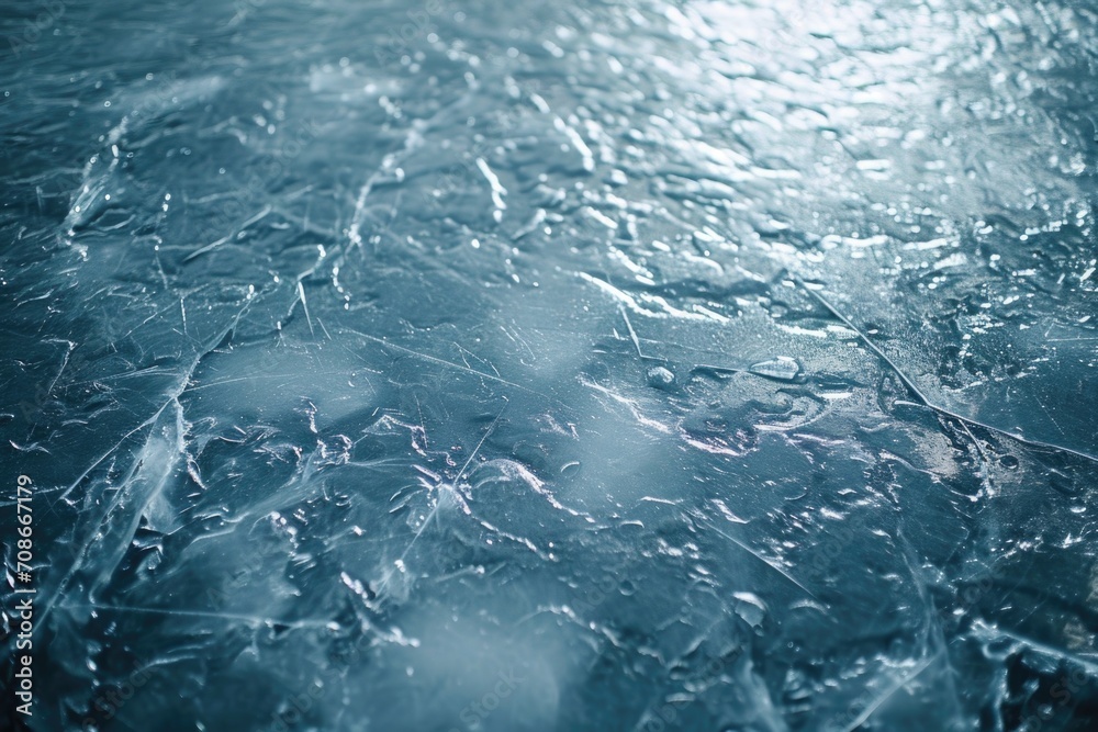 Fototapeta premium A detailed view of the frozen surface of water. Suitable for winter-themed designs or concepts related to cold temperatures