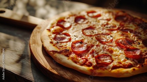 Wallpaper Mural A delicious pizza sitting on top of a wooden cutting board. Perfect for food and cooking-related projects Torontodigital.ca
