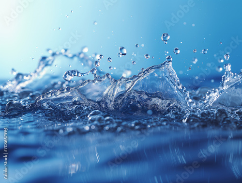 Water splash on blue background