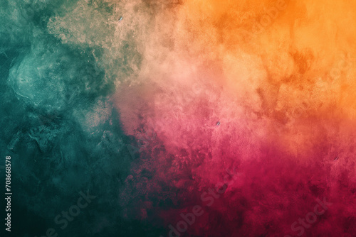Abstract Grainy Gradient Background in Orange, Teal, Green, and Pink - A Textured Noise Texture Effect Perfect for Vibrant Summer Poster Designs