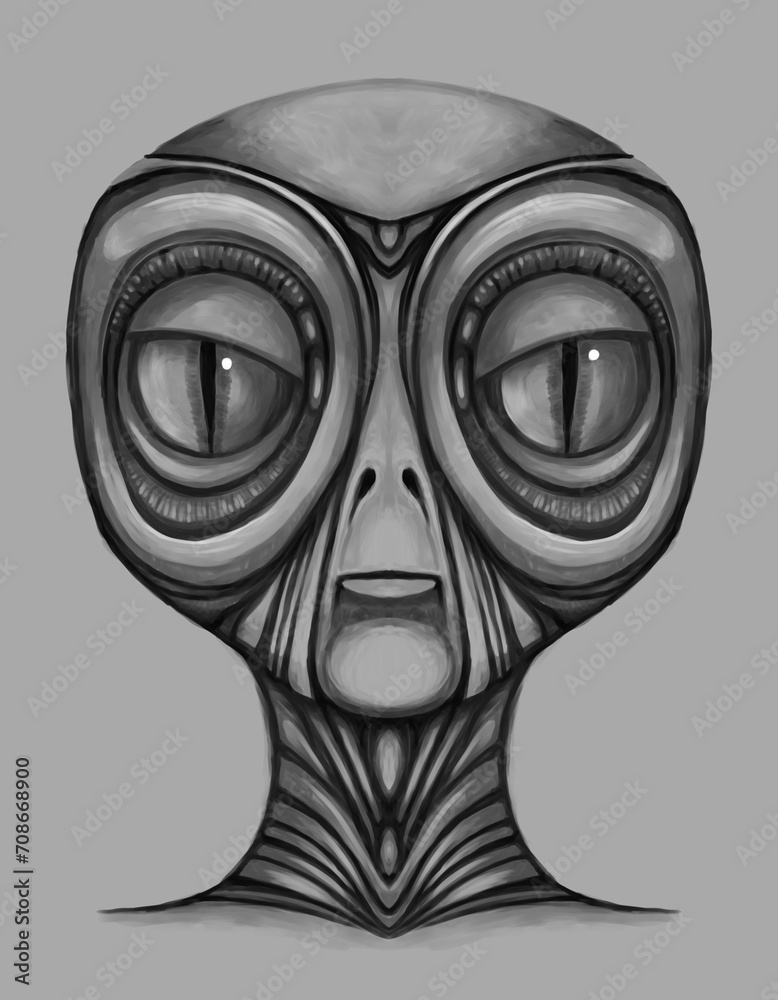 Alien creature, sketch - digital painting - obrazy, fototapety, plakaty 