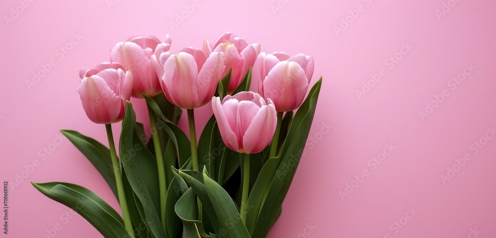 pink tulips are on a pink background