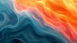 Seamless Gradient Background in Vibrant Tropical Colors, Shaped Canvas Style, Inspired by Holography and Abstraction-Création, with a Playful Mix of Light Orange and Dark Cyan Textured Canvas