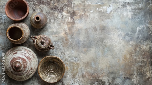 pottery background with copy space