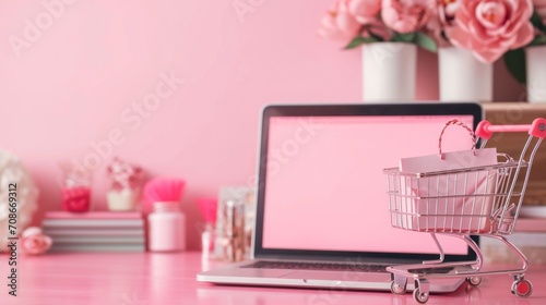 Online shop advertisment background with copy space