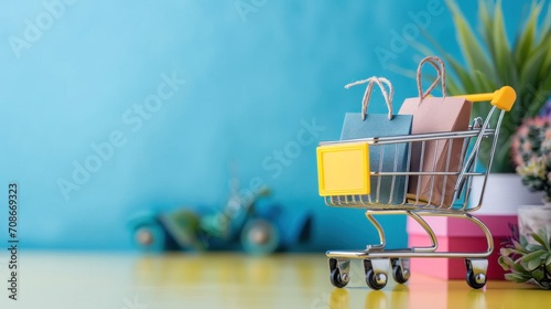 Online shop advertisment background with copy space