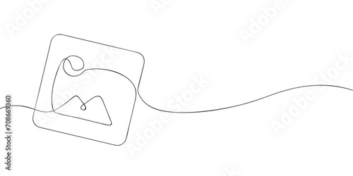 A picture drawing in one line. Photo frame vector icon.