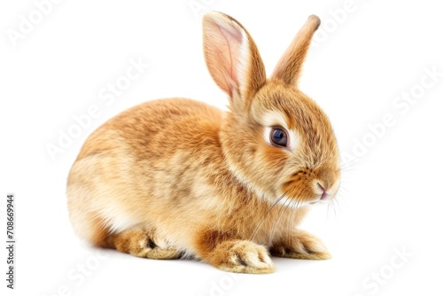 A brown rabbit sitting on top of a white floor. Suitable for various uses