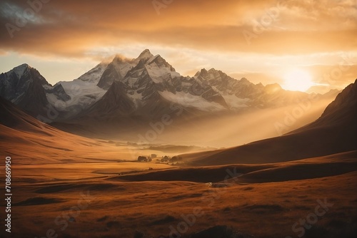 Beautiful sunrise in the mountains Generative Ai