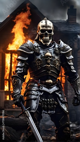 Burning Embers: A Hyper Photorealistic HDR Skull Amidst a Dramatic Scenery

