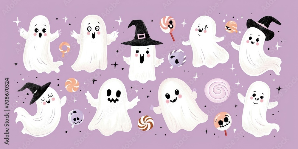 Spooky Party: Hand-Drawn Halloween Ghosts and Party Elements in Nursery Style Doodle Art for Kids Spooky Party: Hand-Drawn Halloween Ghosts and Party Elements in Nursery Style Doodle Art for Kids