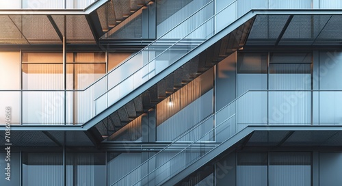 Modern Building Exterior Emergency Stairs © AIGen
