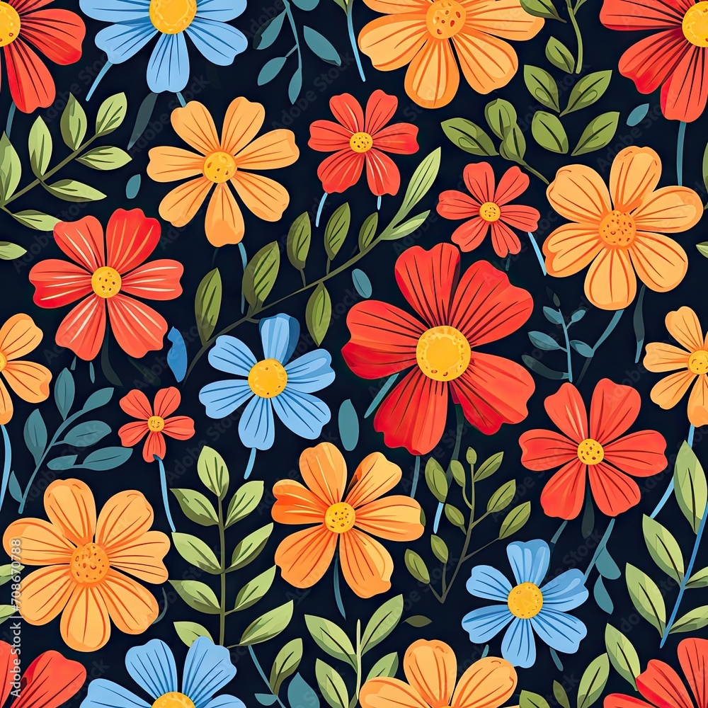 Colorful Seamless Floral Pattern.