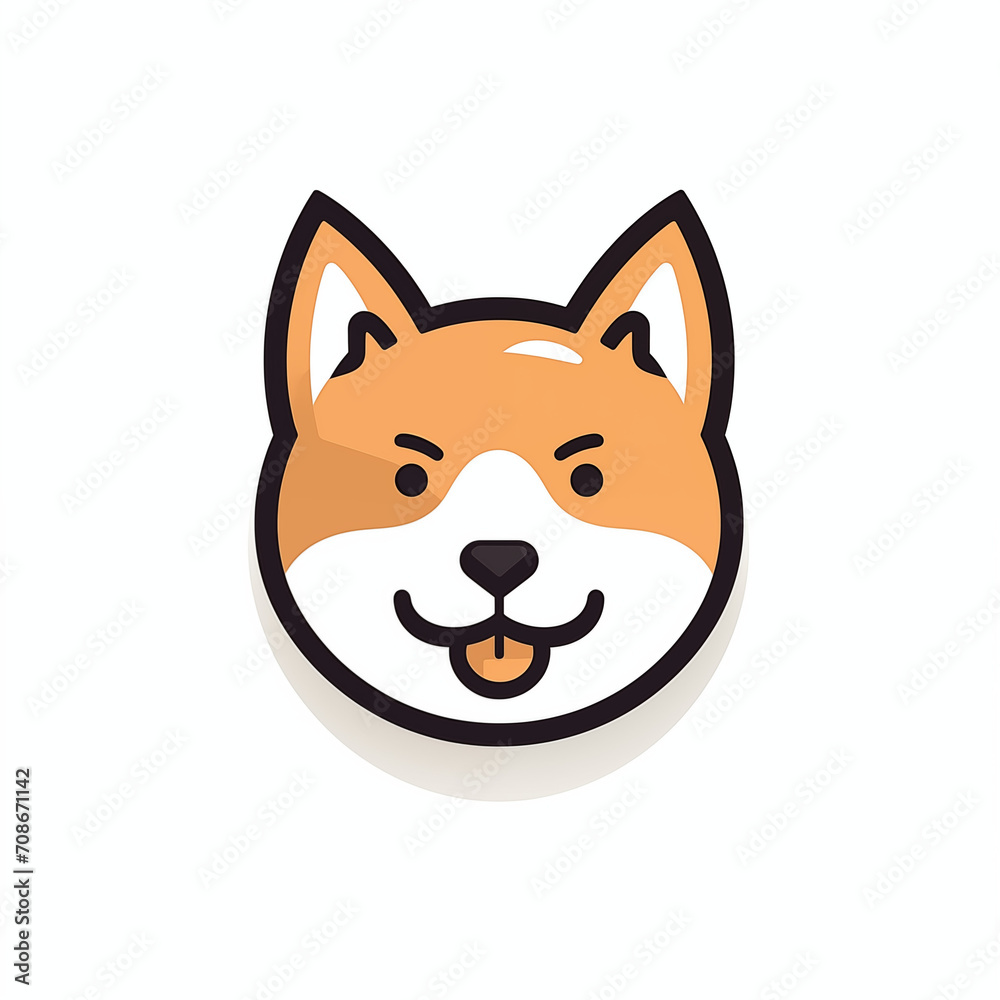 Shiba Inu face cartoon icon vector isolated on white background, logo, vector art, bold line, bold color, minimal Generative AI Shiba Inu face cartoon icon vector isolated on white background, logo, vector art, bold line, bold color, minimal Generative AI