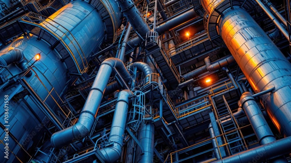 Group of pipes and pipes in a factory. Suitable for industrial and manufacturing concepts Group of pipes and pipes in a factory. Suitable for industrial and manufacturing concepts