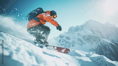 Snowboarding advertisment background with copy space