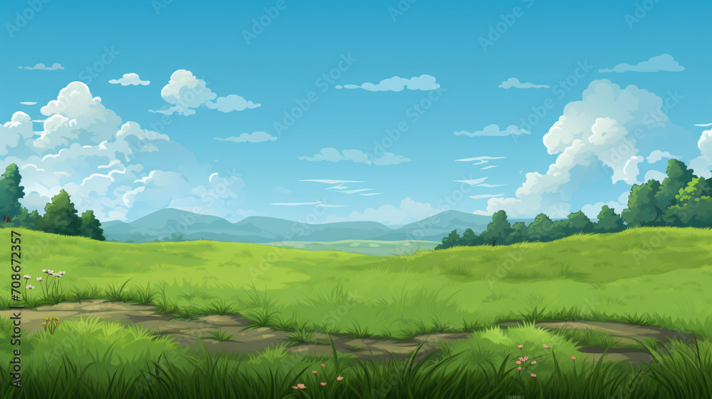 Pixel art game background with grass