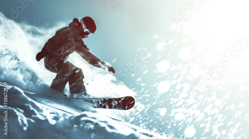 Snowboarding advertisment background with copy space