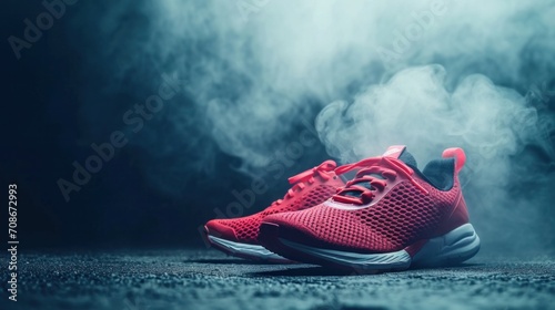 sporting shoes advertisment background with copy space
