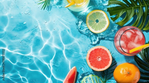 Summer pool party advertisment background with copy space
