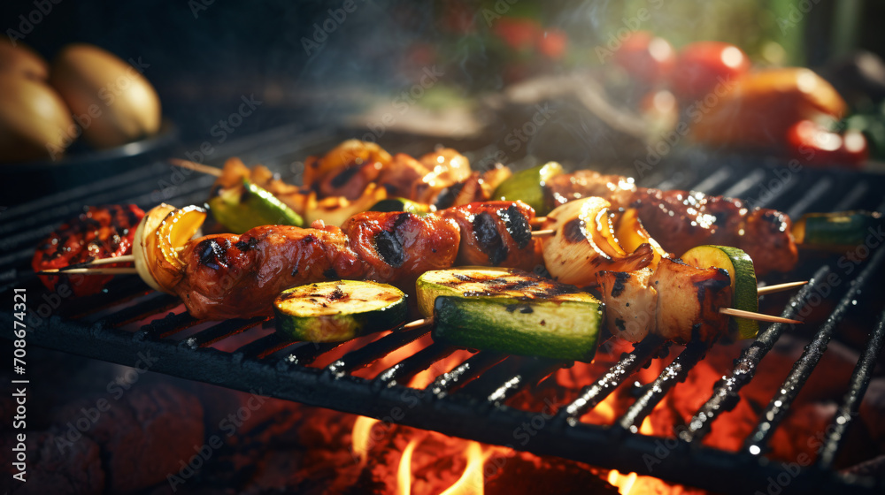  Realistic grilled barbeque with melted barbeque