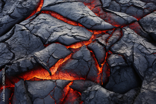 Cracked lava texture in volcanic landscape