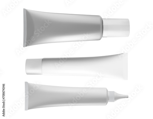 Cream tube mock up. White hand cream container design. Toothpaste plastic blank design, vector packaging template for branding. Face care creme tube, squeeze pqackage for paste or gel
