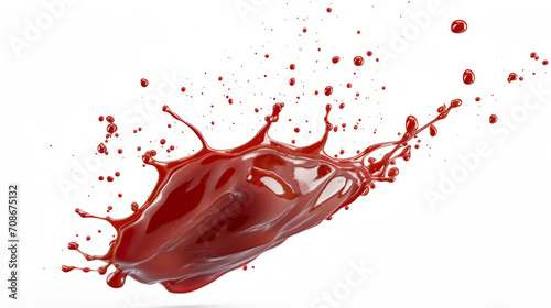 Ketchup splash in the air on white background
