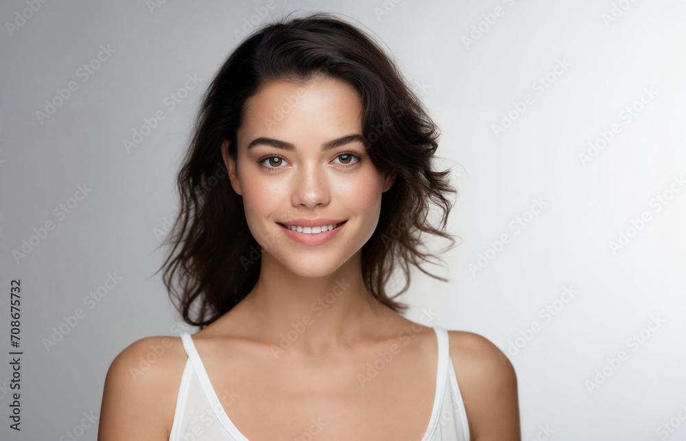 Young woman with a genuine smile and natural makeup Young woman with a genuine smile and natural makeup