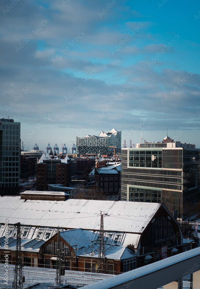 city view in winter